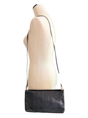 Black Faux Leather Crossbody Clutch Bag with Removable Strap (746-4)